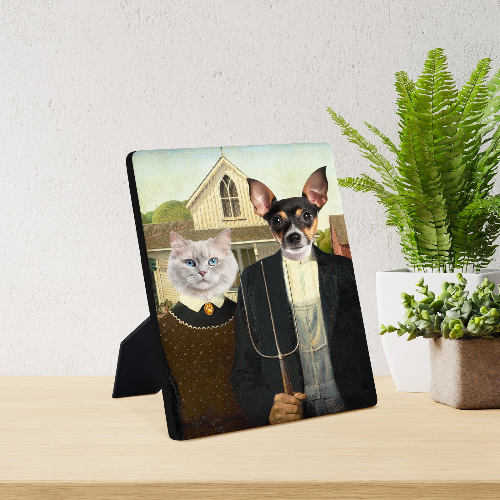 Gothic Family Custom Standing Canva with Pet Portraits - OARSE
