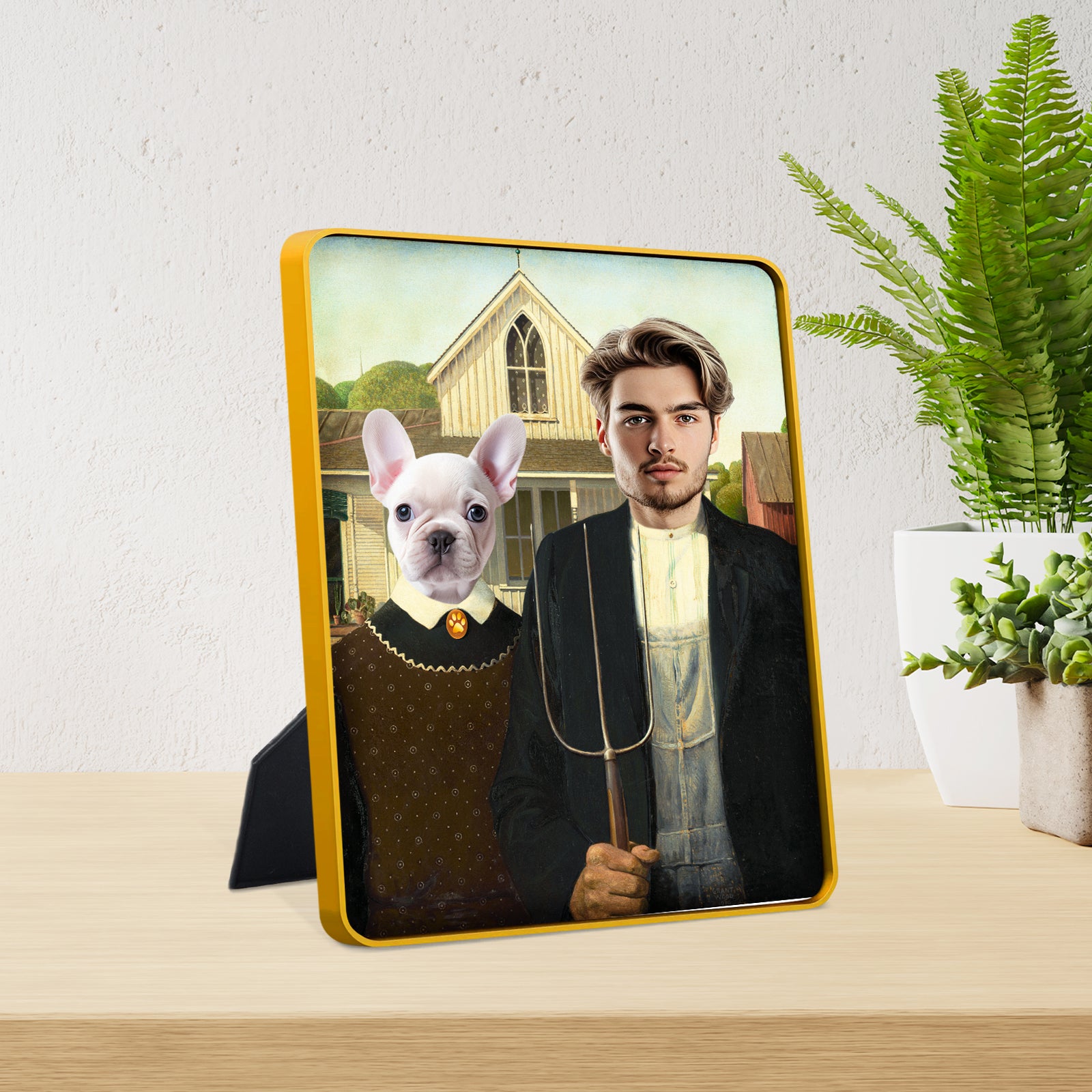 Gothic Family Custom Standing Canva with Pet Portraits - OARSE