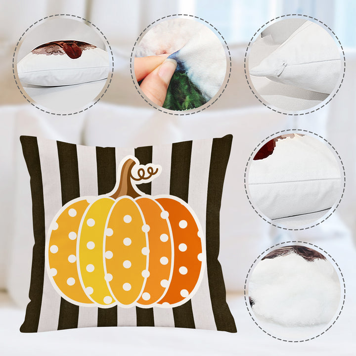 Happy Fall Themed Decorative Pillow, Cozy Pumpkin Pillows for Thanksgiving, Halloween - OARSE