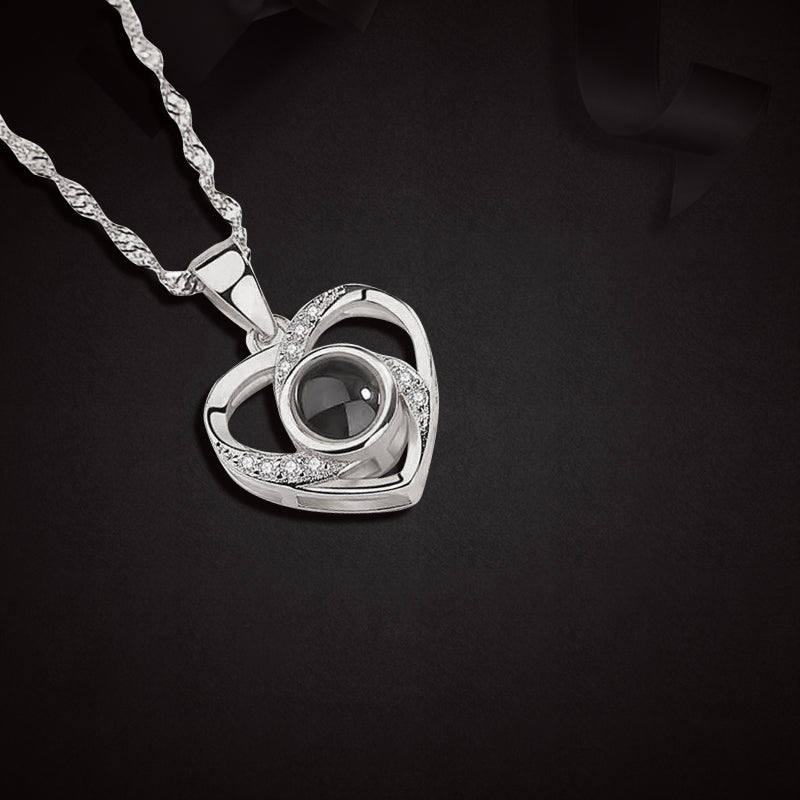 Heart Pendant Projection Necklace Customized with Pet Photo Inside