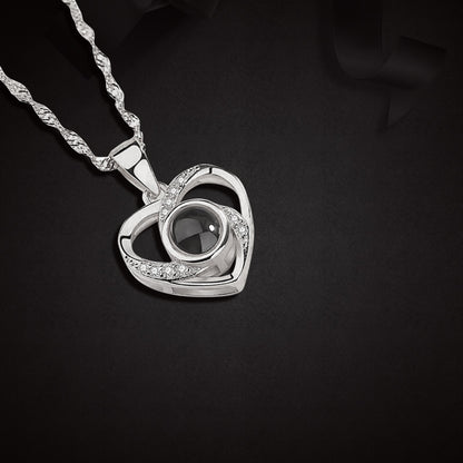 Heart Pendant Projection Necklace Customized with Pet Photo Inside