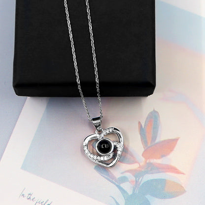 Heart Pendant Projection Necklace Customized with Pet Photo Inside