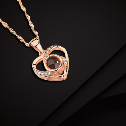 Heart Pendant Projection Necklace Customized with Pet Photo Inside
