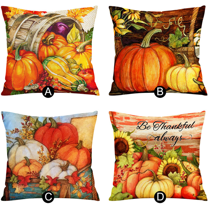 Cute Pumpkin Decorative Pillows Orange Halloween Pillow Set for Thanksgiving Gifts - OARSE