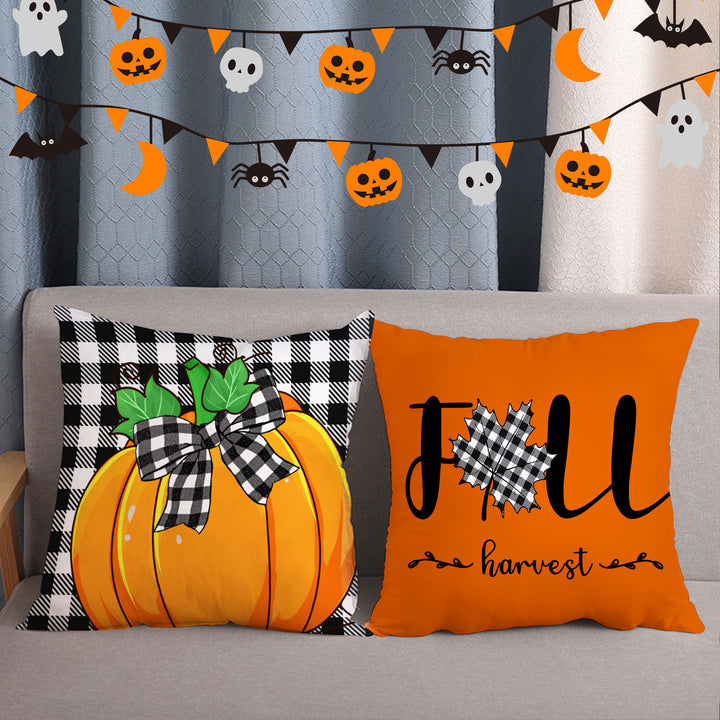 Orange Pumpkin Pillows Set Fall Harvest Decorative Pillows for Halloween Gift - OARSE