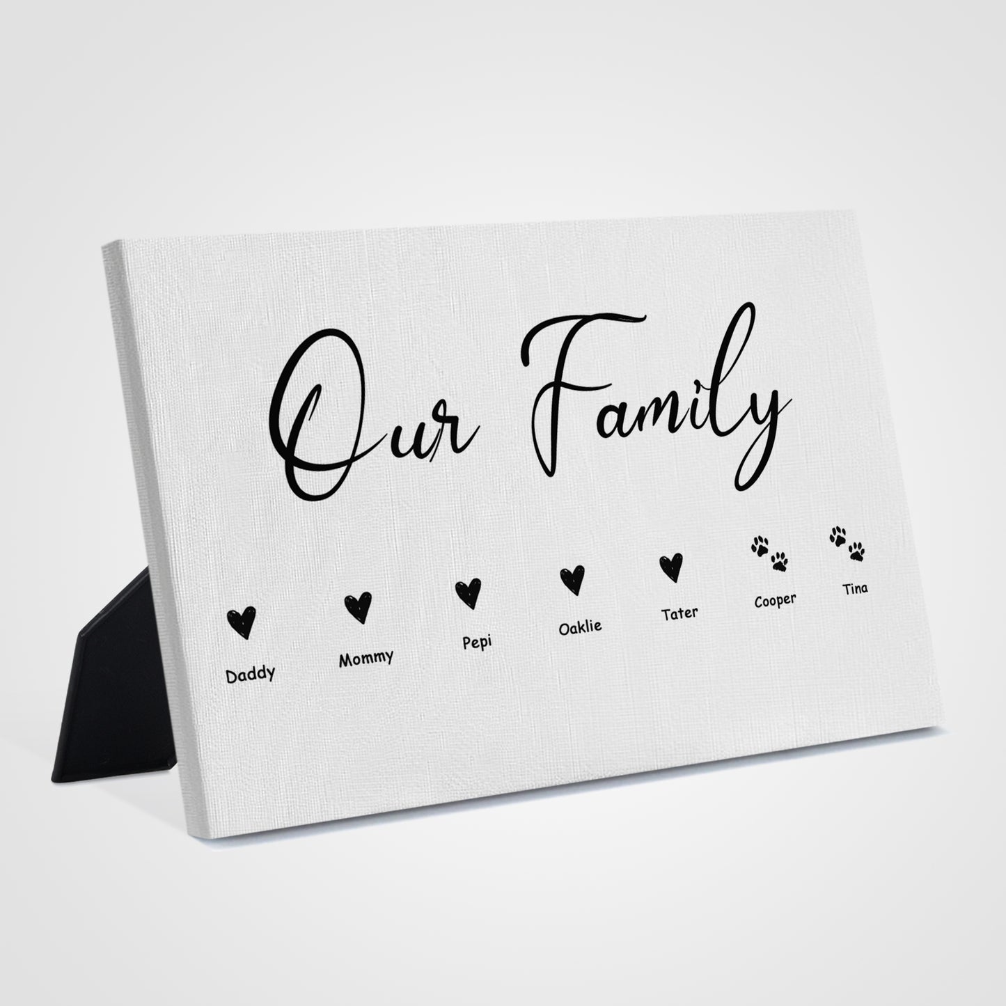 Our Family Personalized Pet Name Standing Canvas with Paw - OARSE
