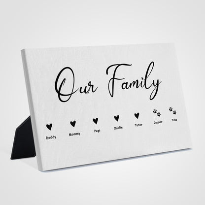 Our Family Personalized Pet Name Standing Canvas with Paw - OARSE