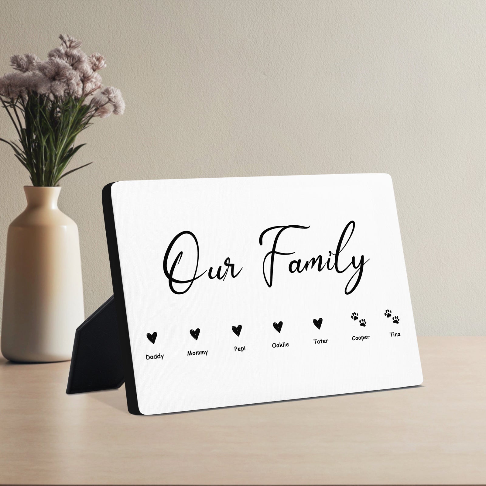 Our Family Personalized Pet Name Standing Canvas with Paw - OARSE