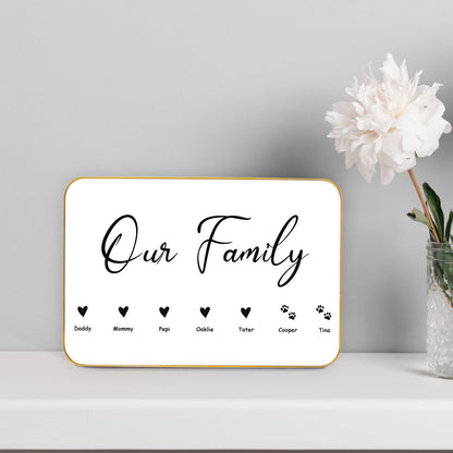 Our Family Personalized Pet Name Standing Canvas with Paw - OARSE