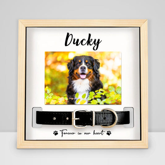 Personalized Dog Memorial Wood Frame with Collar Holder for Pet Loss - OARSE
