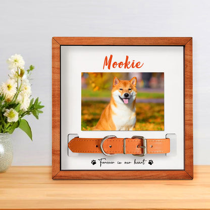 Personalized Dog Memorial Wood Frame with Collar Holder for Pet Loss - OARSE
