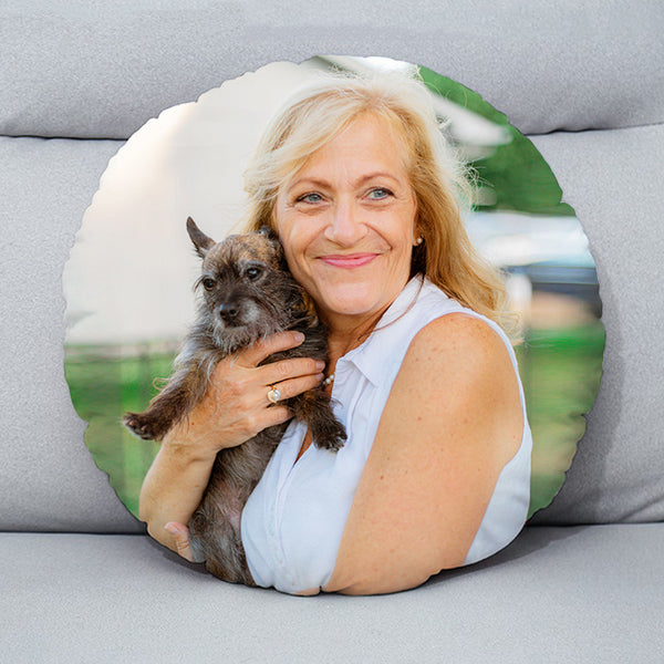 Custom Pet Picture Throw Pillows Personalized Dog Round Decorative Pillow - OARSE