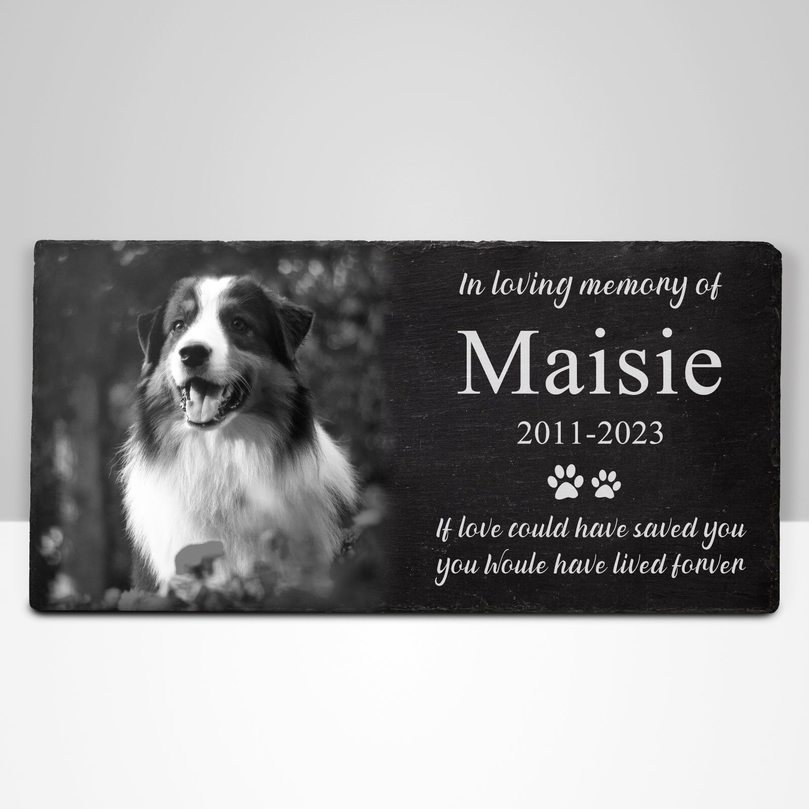 Custom Engraved Pet Memorial Garden Stone with Picture Personalized Dog Plaque for Grave - OARSE