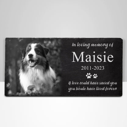 Custom Engraved Pet Memorial Garden Stone with Picture Personalized Dog Plaque for Grave - OARSE