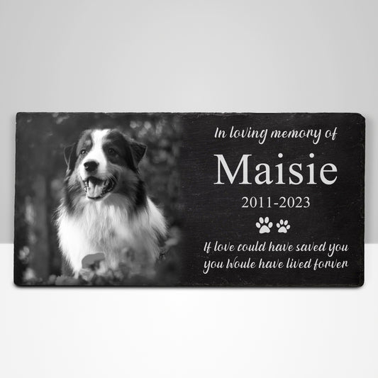 Custom Engraved Pet Memorial Garden Stone with Picture Personalized Dog Plaque for Grave - OARSE