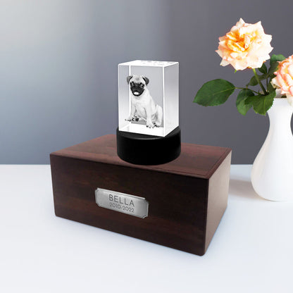 Personalized Pet Memorial Keepsake Cremation Urn with 3D Photo Crystal for Dogs & Cats - OARSE