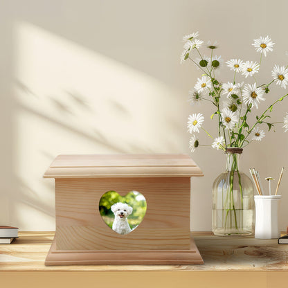Personalized Wood Pet Urn for Dog / Cats Custom Cremation Keepsake Boxes with Photo Frame - OARSE