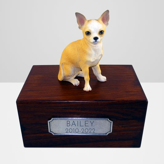 Personalized Wooden Chihuahua  Ashes Boxes with Name Plate for Urn - OARSE