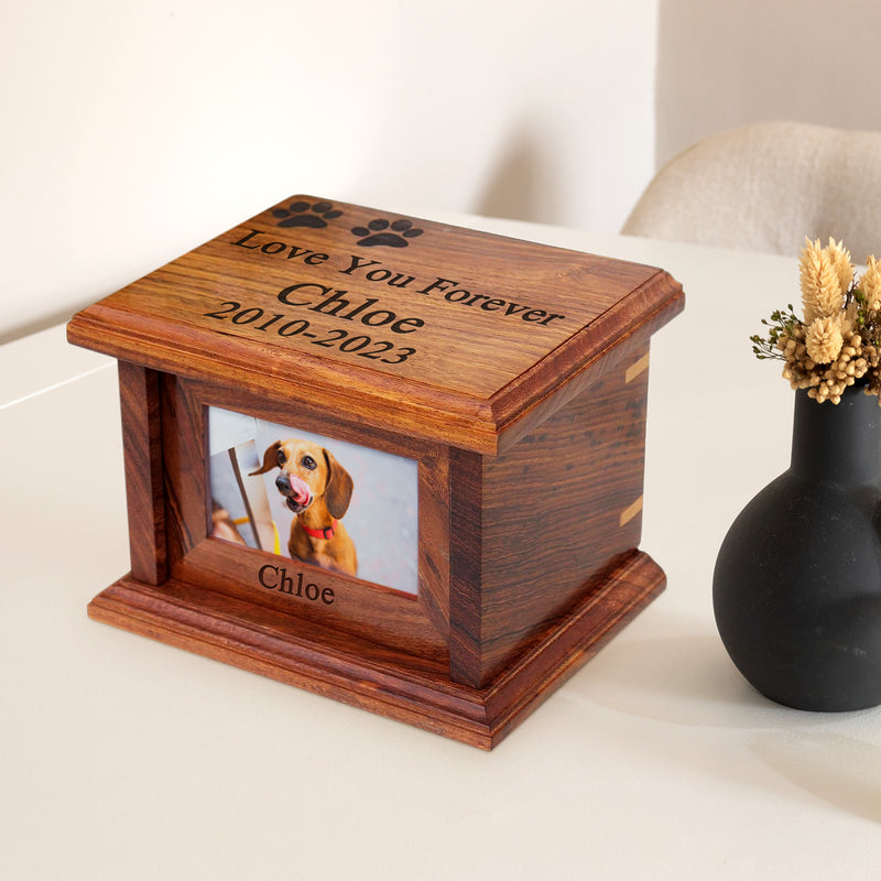 Personalized Wooden Pet Cremation Urn Custom Dog & Cat Cremation Keepsake Box for ashes - OARSE