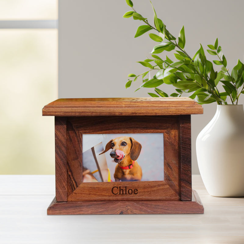 Personalized Wooden Pet Cremation Urn Custom Dog & Cat Cremation Keepsake Box for ashes - OARSE