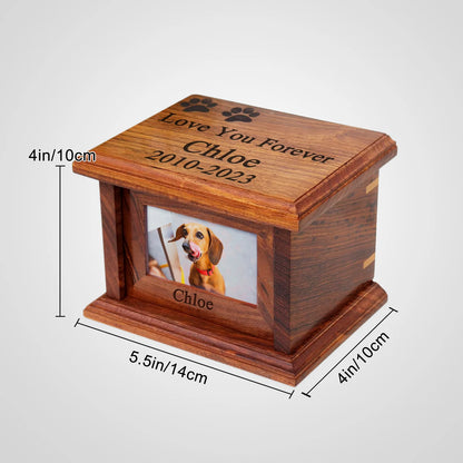 Personalized Wooden Pet Cremation Urn Custom Dog & Cat Cremation Keepsake Box for ashes - OARSE