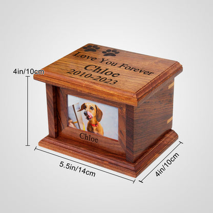 Personalized Wooden Pet Cremation Urn Custom Dog & Cat Cremation Keepsake Box for ashes - OARSE