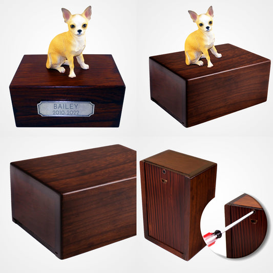Personalized Wooden Chihuahua  Ashes Boxes with Name Plate for Urn - OARSE