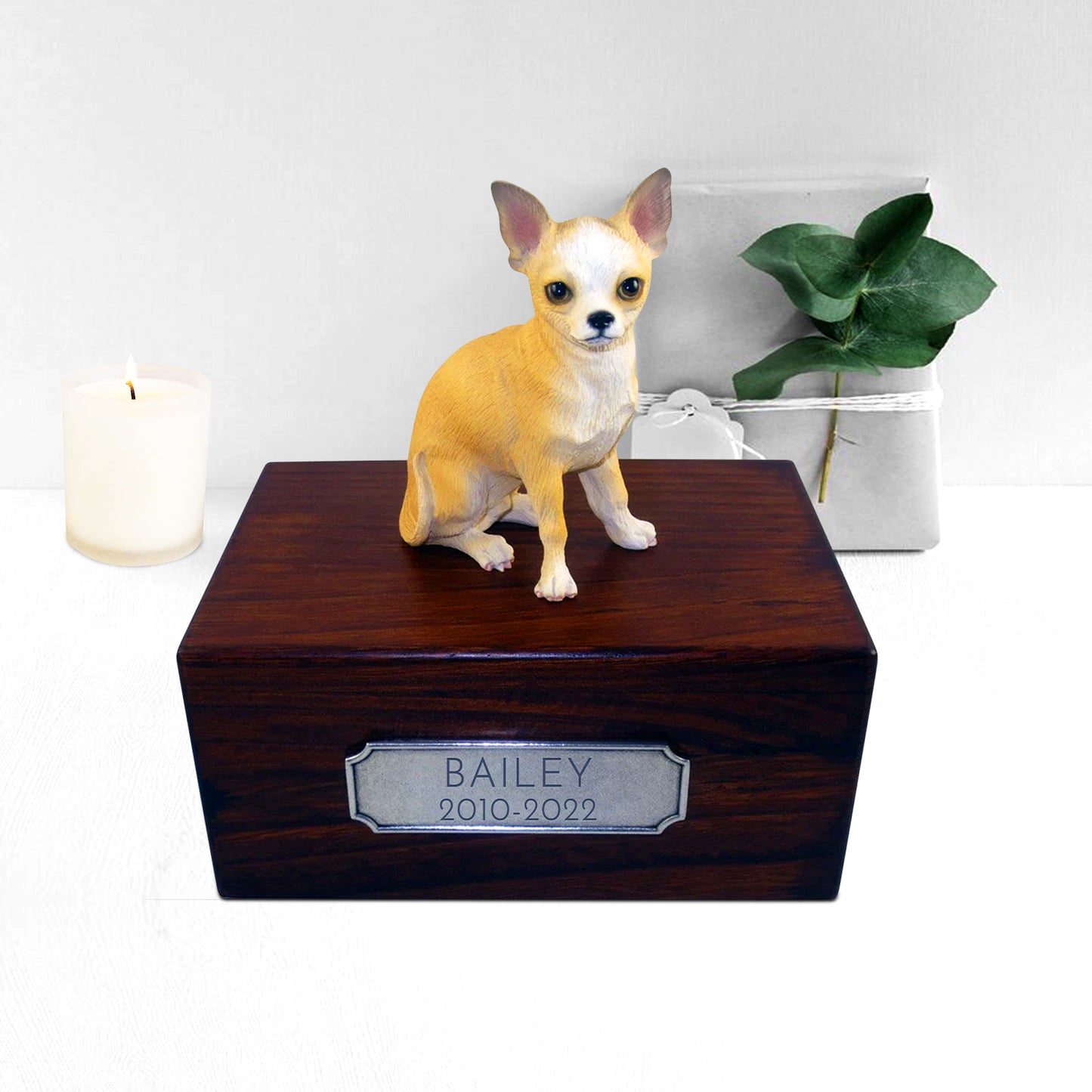 Personalized Wooden Chihuahua  Ashes Boxes with Name Plate for Urn - OARSE