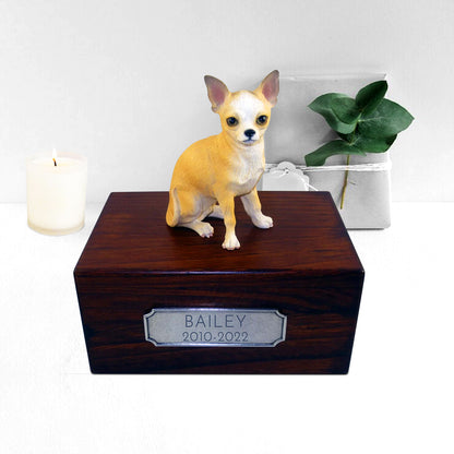 Personalized Wooden Chihuahua  Ashes Boxes with Name Plate for Urn - OARSE