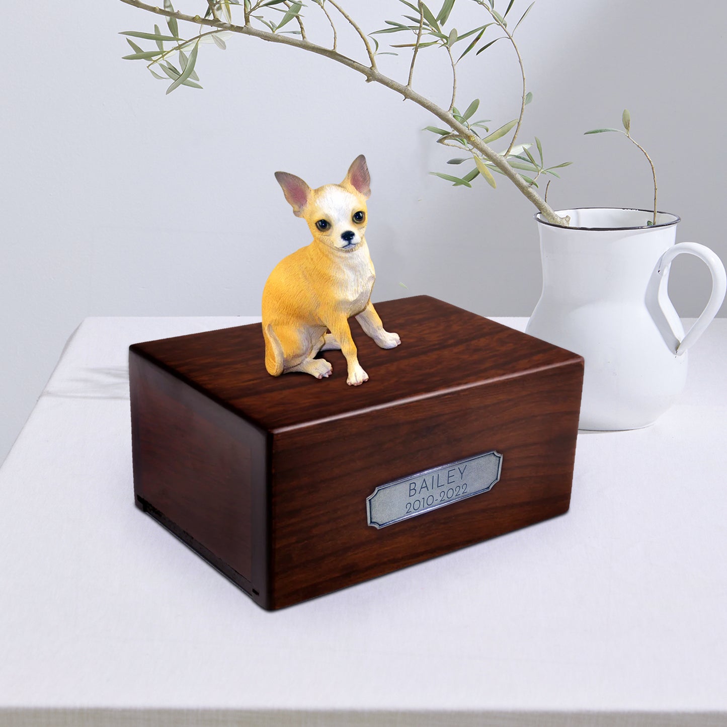 Personalized Wooden Chihuahua  Ashes Boxes with Name Plate for Urn - OARSE