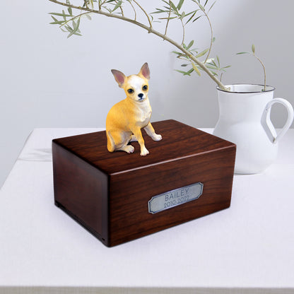 Personalized Wooden Chihuahua  Ashes Boxes with Name Plate for Urn - OARSE