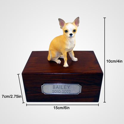 Personalized Wooden Chihuahua  Ashes Boxes with Name Plate for Urn - OARSE