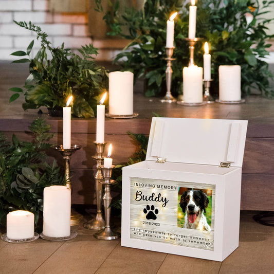 Personalized Wooden Lighted Pet Memorial Urn with Photo for Dog/Cat Ashes - OARSE