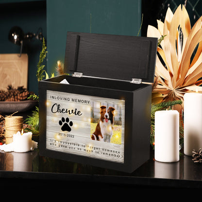 Personalized Wooden Lighted Pet Memorial Urn with Photo for Dog/Cat Ashes - OARSE
