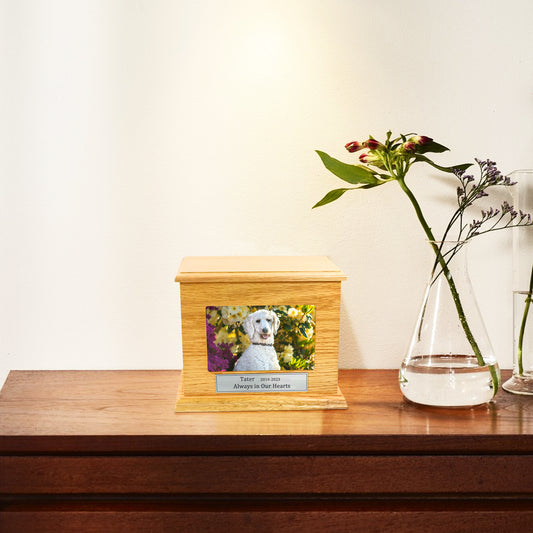 Personalized Wooden Pet Cremation Boxes with Photo Custom Dog Urn For Ashes - OARSE