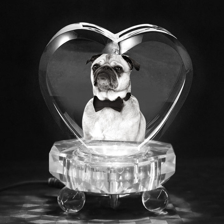 Custom Pet 3d Crystal Heart Personalized Crystal Picture Frames with Laser Photo Etched - OARSE