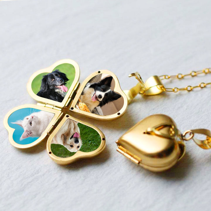 Personalized Pet Picture Locket Necklace Custom Dog Photo Fold Pendant for Pet Lover - OARSE