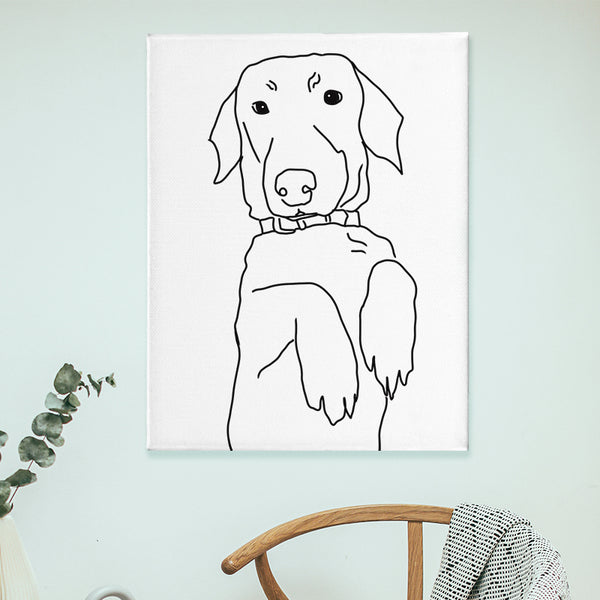 Custom Pet Portrait Line Art Canvas Made from Dog Photo Personalized Dog Memorial Gift - OARSE