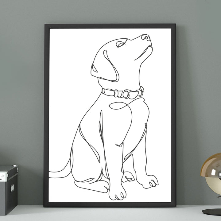 Custom Pet Portrait Line Art Canvas Made from Dog Photo Personalized Dog Memorial Gift - OARSE