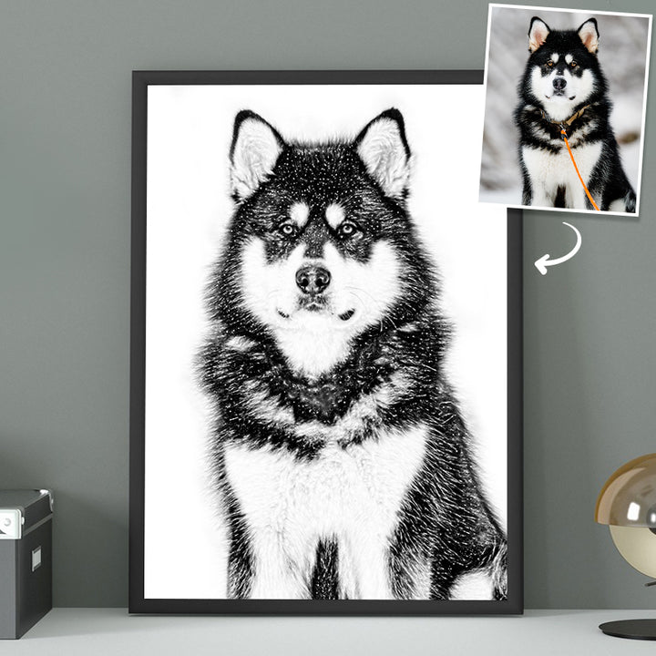 Personalized Pet Portrait Sketching on Canvas with Dog Photo Custom Cat Portrait Painting with Name - OARSE