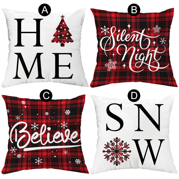 4pcs Silent Night Pillow with Snow Home Decor  for Christmas Day - OARSE