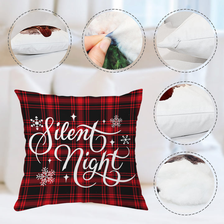 4pcs Silent Night Pillow with Snow Home Decor  for Christmas Day - OARSE