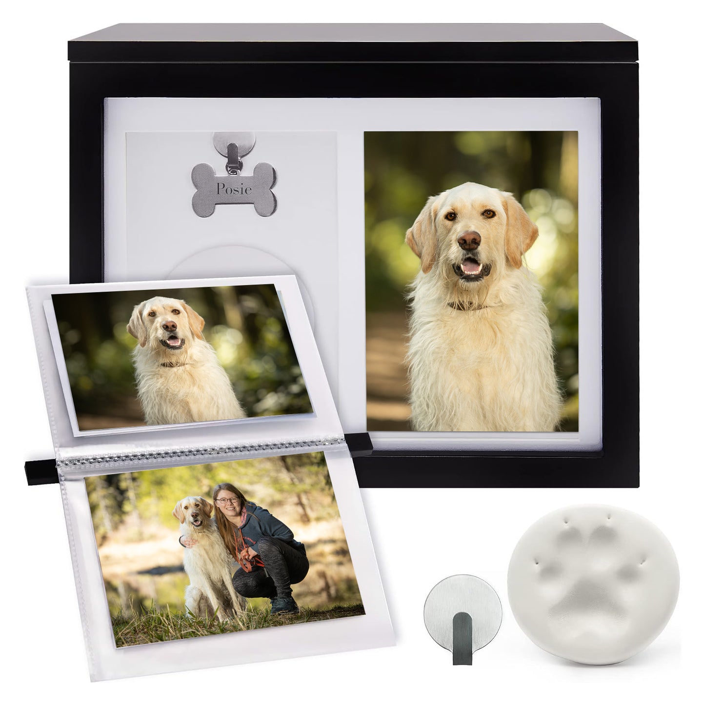 Wooden Pet Cremation Urn Boxes with Paw Print, Pet Urn And Keepsake - OARSE