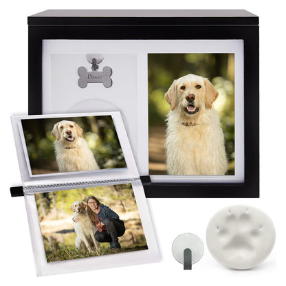 Wooden Pet Cremation Urn Boxes with Paw Print, Pet Urn And Keepsake - OARSE