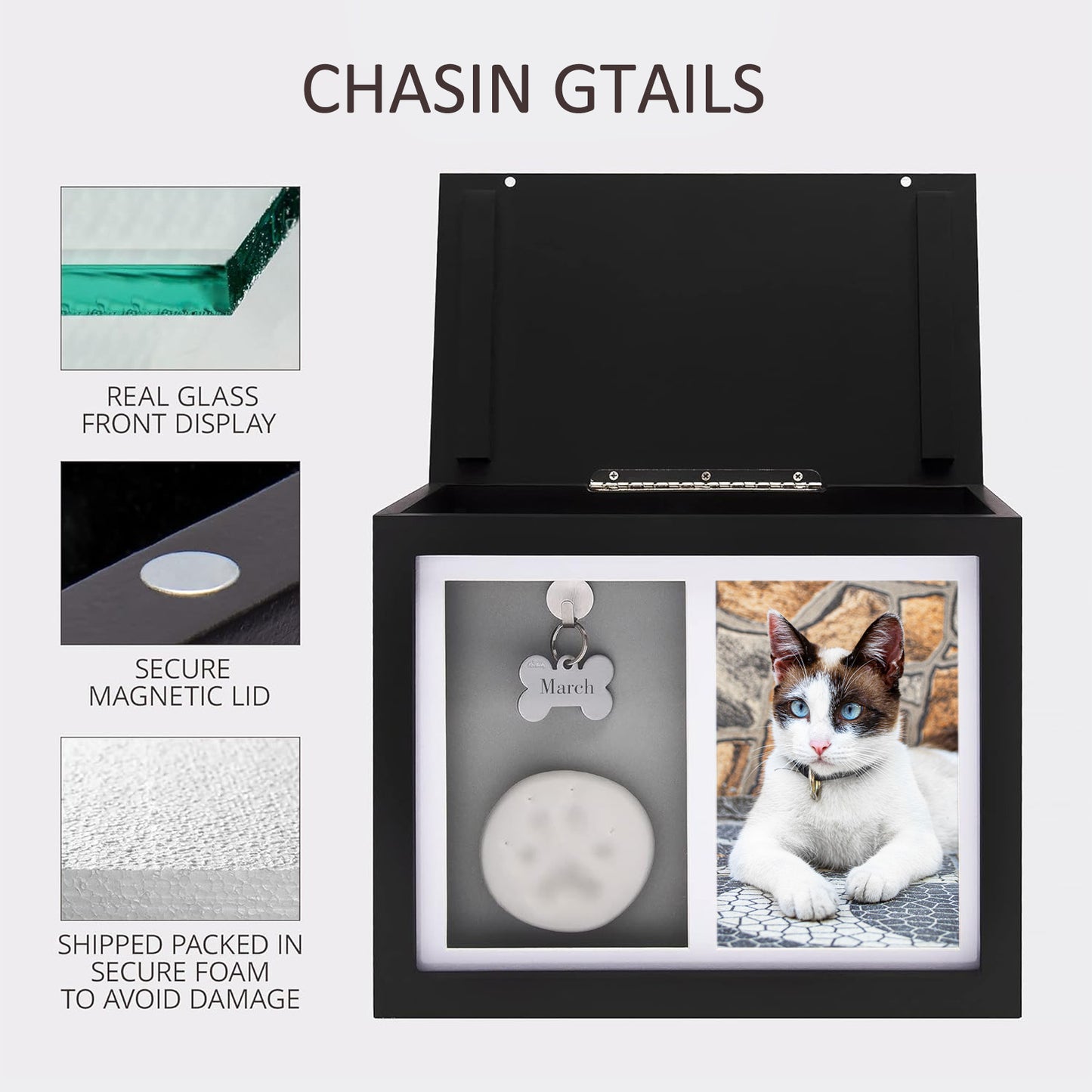 Wooden Pet Cremation Urn Boxes with Paw Print, Pet Urn And Keepsake - OARSE