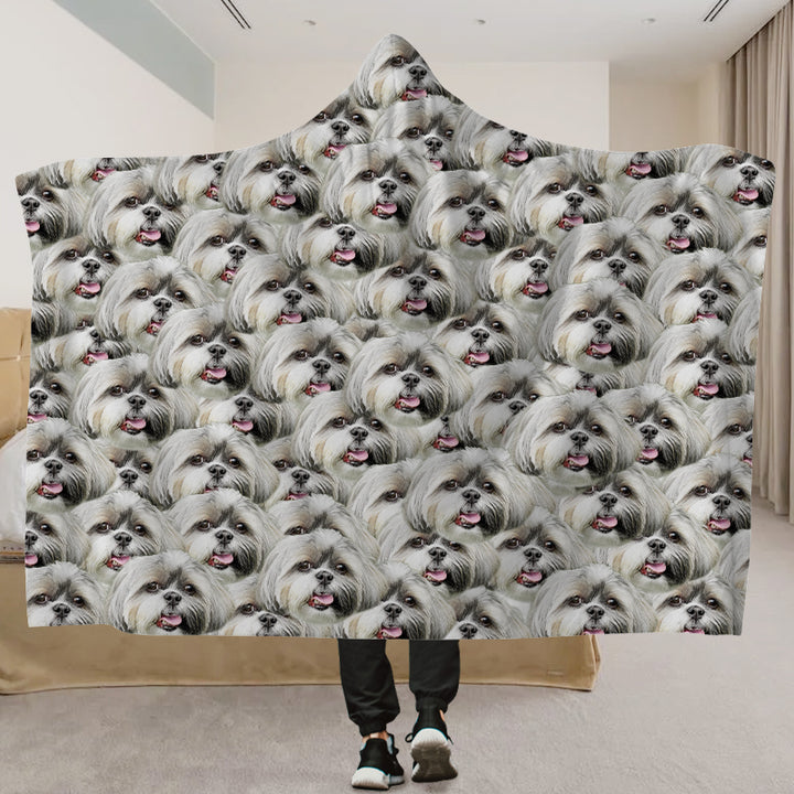 Custom Pet Muti-Face Huggle Hoodie Blanket Made From Pet Pictures for Adult - OARSE