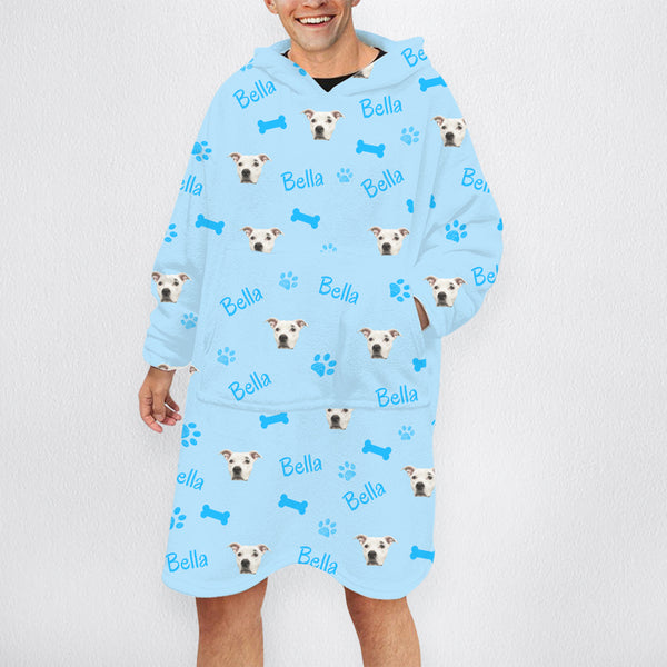 Custom Oversized Wearable Blanket Pajamas with Paw Print Personalized Dog Blanket Gift - OARSE