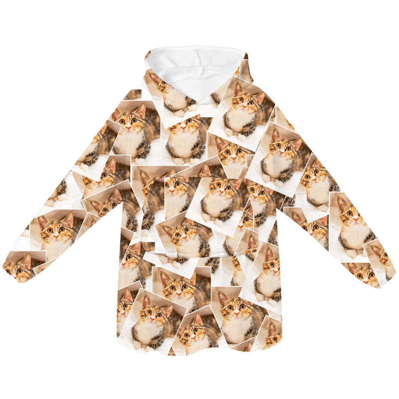 Custom Pet Hooded Wearable Blanket with Sleeves Personalized Photo Weighted Pajamas for Adult - OARSE