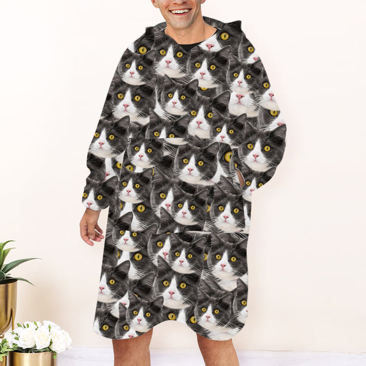 Personalized Dog Face Blanket Pajama Custom Dog Oversized Wearable Blanket Hoodie - OARSE