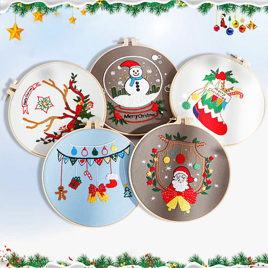 Stamped Christmas Embroidery Kits with Pattern Hand Diy Cross Stitch Kit - OARSE